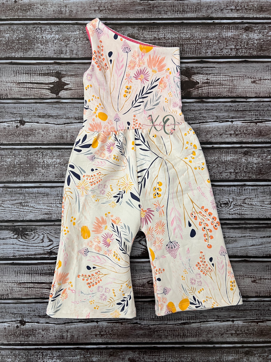 Mystery print one shoulder jumpsuit